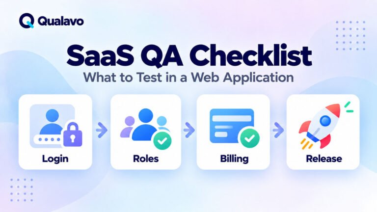 SaaS QA checklist covering login, user roles, billing, permissions, workflows, and release readiness in a web application